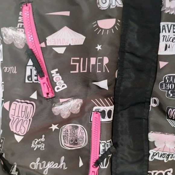 Trendy Kids Puffer Jacket - Black with Pink Accents - Picture 3 of 13